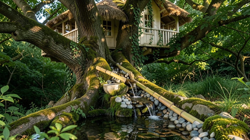 Fairy Treehouse with a Waterfall Feature