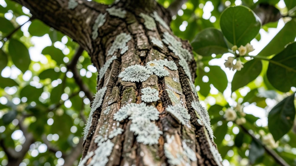 White Fuzz on Lemon Tree Trunk