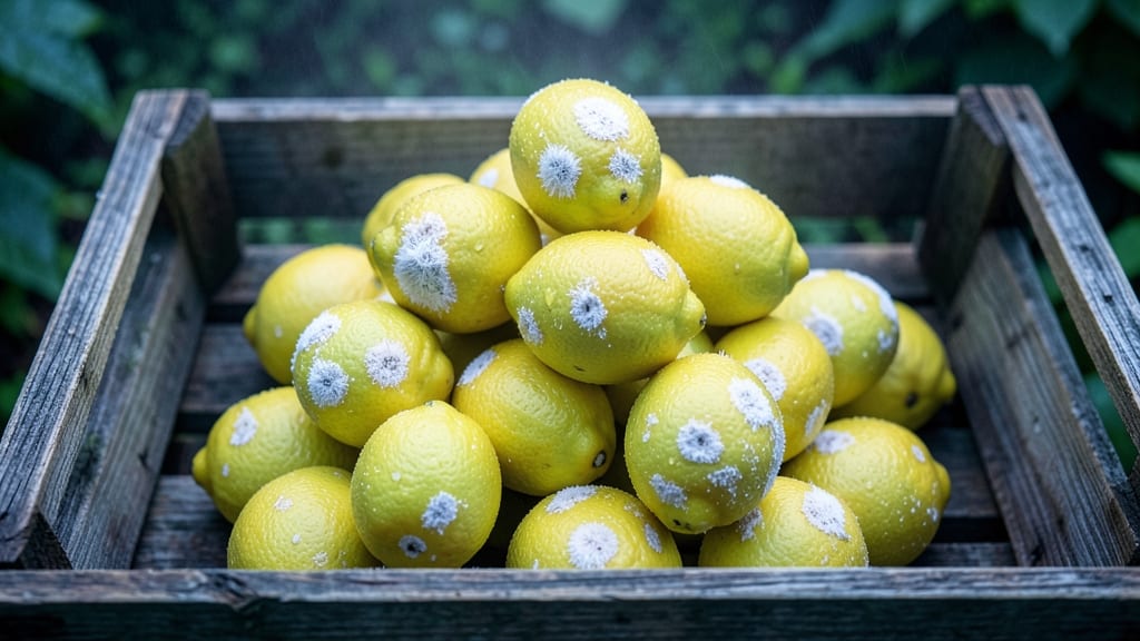 White Fungal Spots on Lemon Fruit Skin