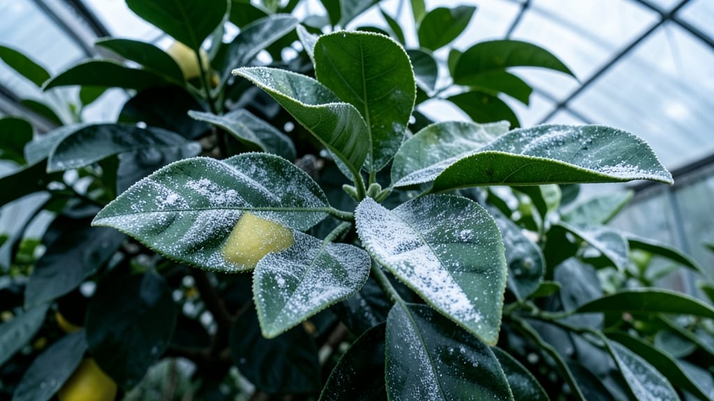 Powdery Mildew on Lemon Tree Leaves