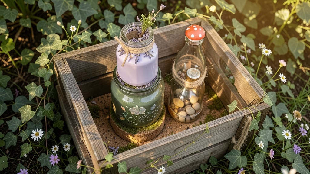Glass Jar Fairy House with Flower Windows